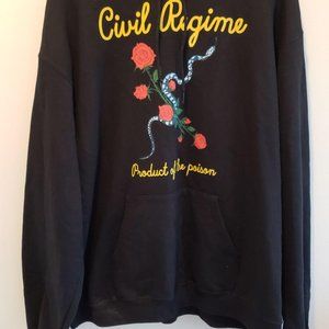 Civil Rigime Black Hoodie w/ Roses and Snake XL